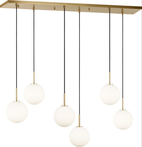 Sorelle Six Light Linear Chandelier Estate Brass