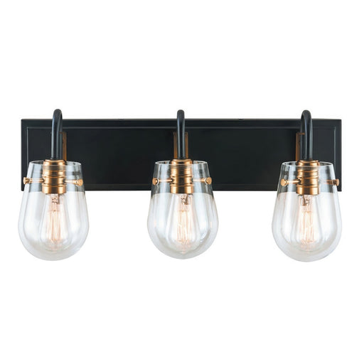 Bromyard Three Light Bath Vanity Matte Black / Aged Brass