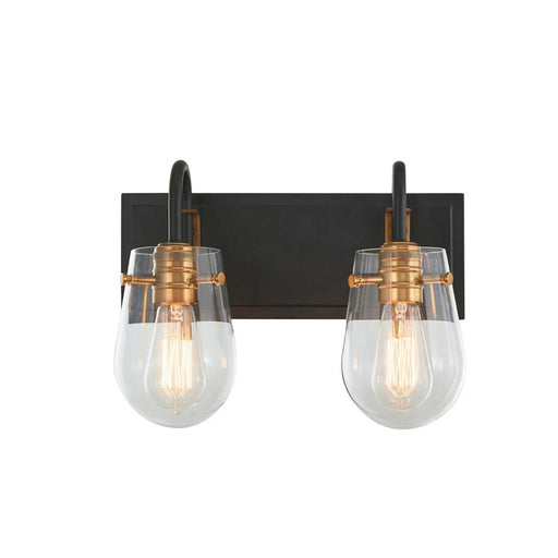 Bromyard Two Light Bath Vanity Matte Black / Aged Brass
