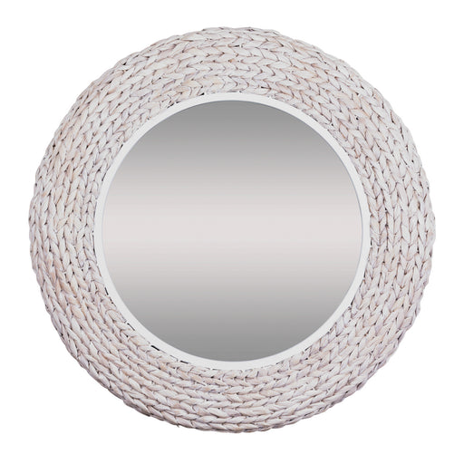 Athena Wall Mirror Matte White/Whitewash Seagrass