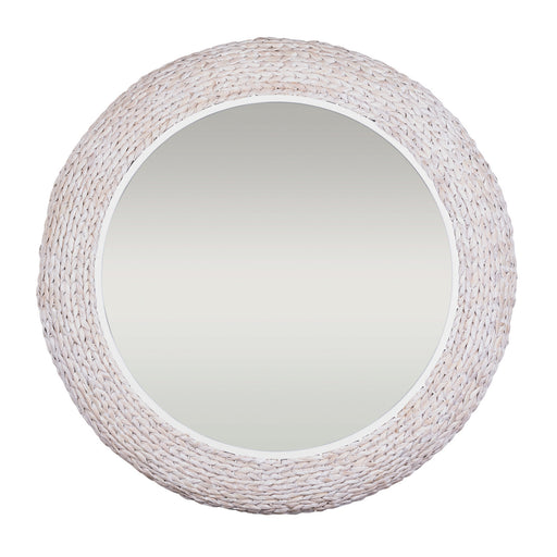 Athena Wall Mirror Matte White/Whitewash Seagrass