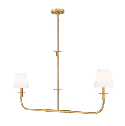 Tova Two Light Linear Chandelier Rubbed Brass