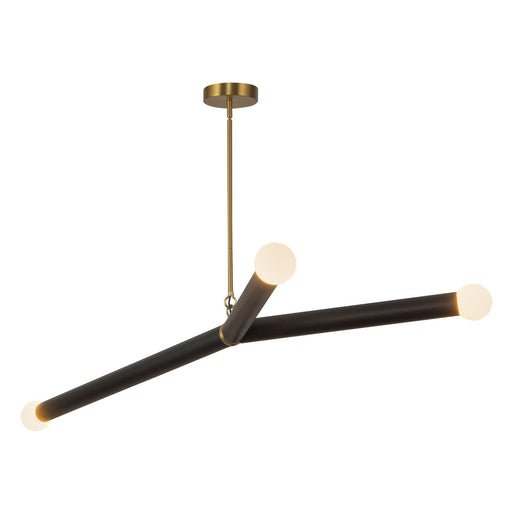 Calla LED Chandelier Brushed Gold/Black Vegan Leather
