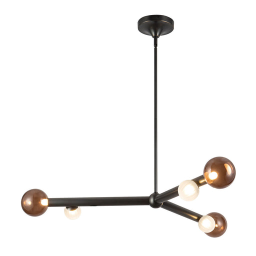 Reese LED Chandelier Urban Bronze/Amber Glass