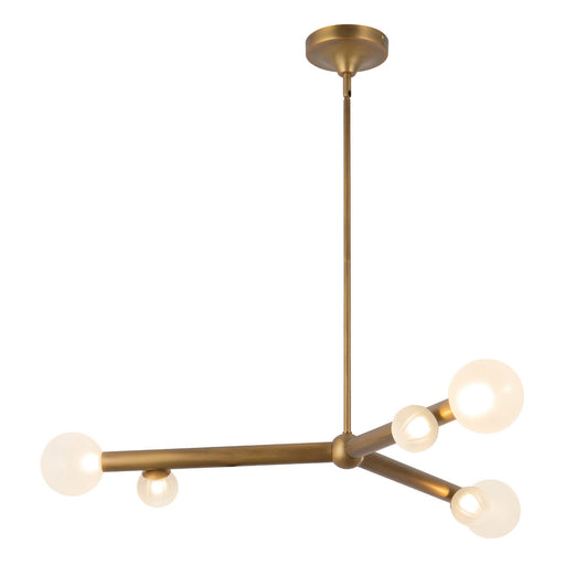 Reese LED Chandelier Vintage Brass/Opal Glass