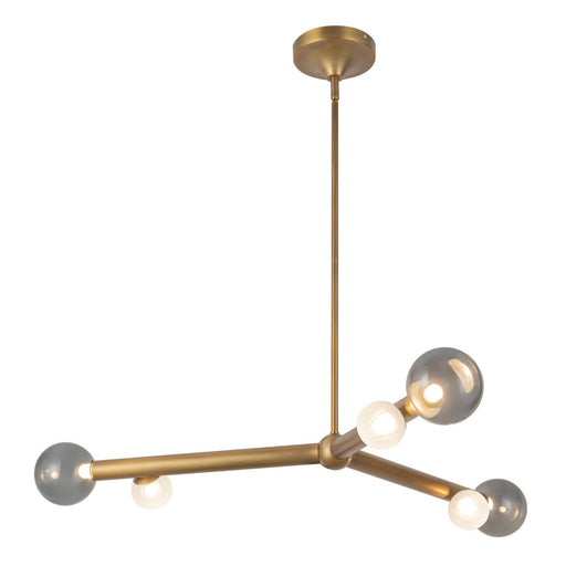 Reese LED Chandelier Vintage Brass/Smoked Glass