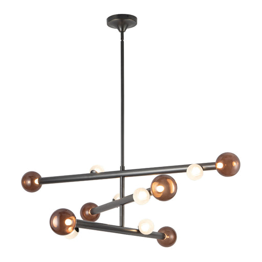 Reese LED Chandelier Urban Bronze/Amber Glass