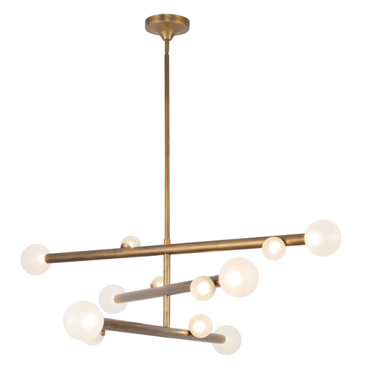 Reese LED Chandelier Vintage Brass/Opal Glass