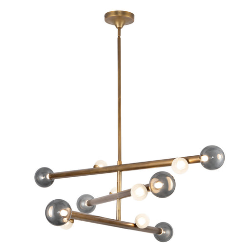 Reese LED Chandelier Vintage Brass/Smoked Glass