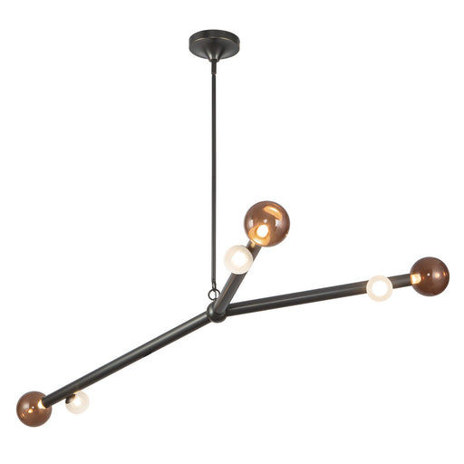 Reese LED Chandelier Urban Bronze/Amber Glass