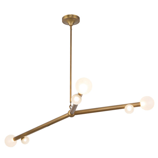Reese LED Chandelier Vintage Brass/Opal Glass