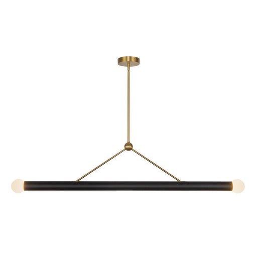 Calla LED Linear Pendant Brushed Gold/Black Vegan Leather