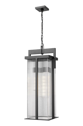 Fortis Three Light Outdoor Chain Mount Ceiling Fixture Sand Black