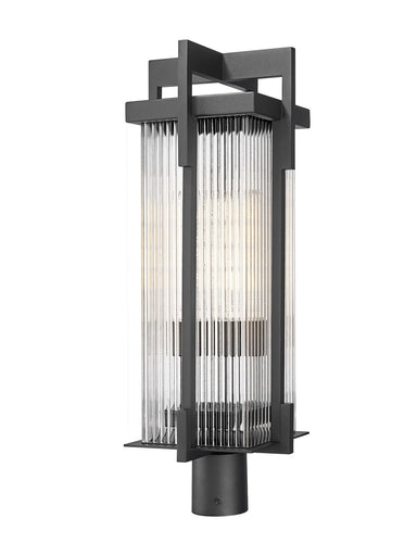 Fortis Two Light Outdoor Post Mount Fixture Sand Black