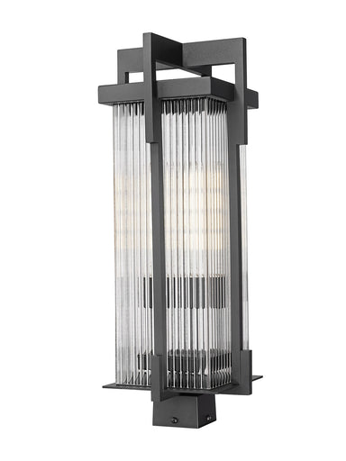 Fortis Two Light Outdoor Post Mount Fixture Sand Black