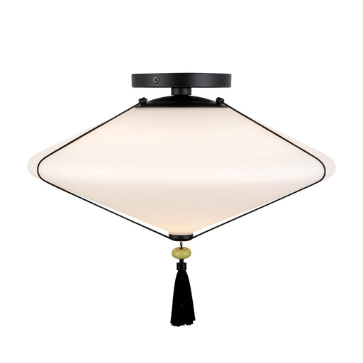Alora - SF481015MBOP - One Light Flush Mount - Reeve - Matte Black/Opal Glass