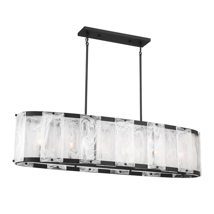 Minka-Lavery - 3639-899 - Six Light Linear Chandelier - Veil - Dark Matte Black