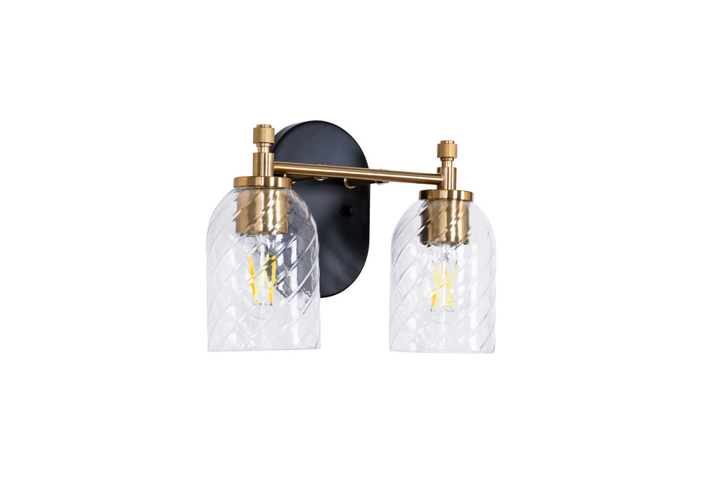 Craftmade - 60302-FBSB-C - Two Light Vanity - Council - Flat Black/Satin Brass