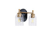 Craftmade - 60302-FBSB-C - Two Light Vanity - Council - Flat Black/Satin Brass