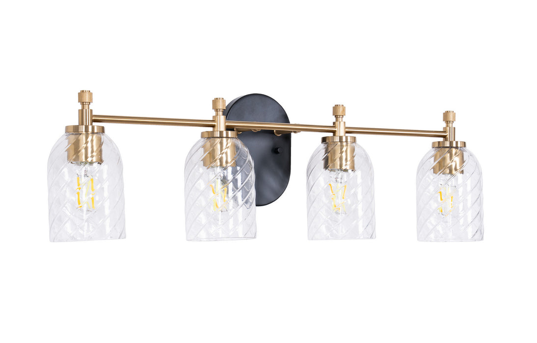 Craftmade - 60304-FBSB-C - Four Light Vanity - Council - Flat Black/Satin Brass