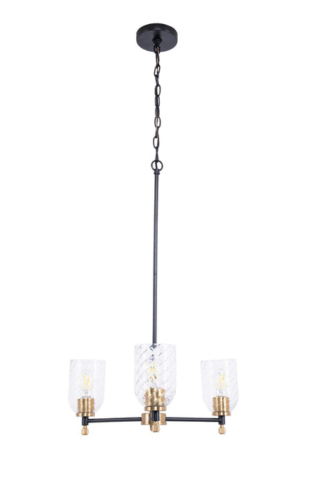 Craftmade - 60323-FBSB-C - Three Light Chandelier - Council - Flat Black/Satin Brass