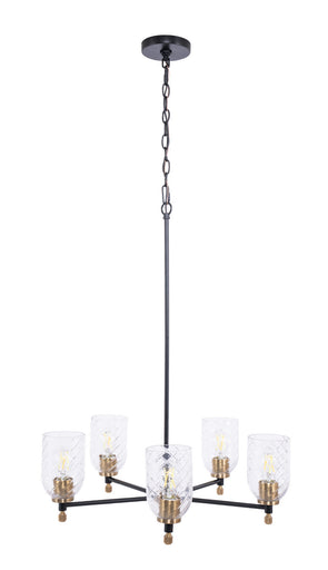 Council Five Light Chandelier Flat Black/Satin Brass