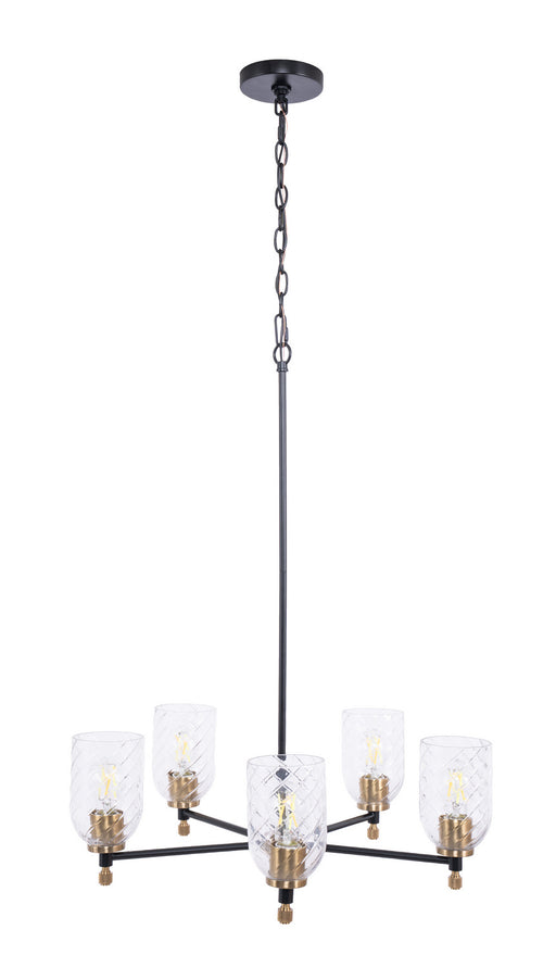 Craftmade - 60325-FBSB-C - Five Light Chandelier - Council - Flat Black/Satin Brass