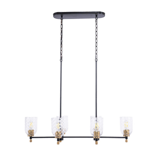 Council Six Light Island Pendant Flat Black/Satin Brass