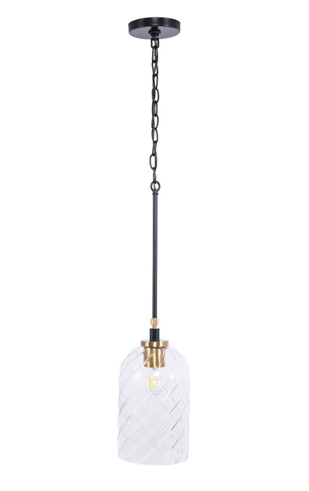 Craftmade - 60391-FBSB-C - One Light Pendant - Council - Flat Black/Satin Brass
