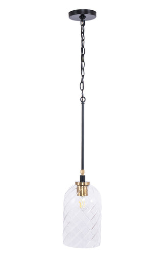 Council One Light Pendant Flat Black/Satin Brass