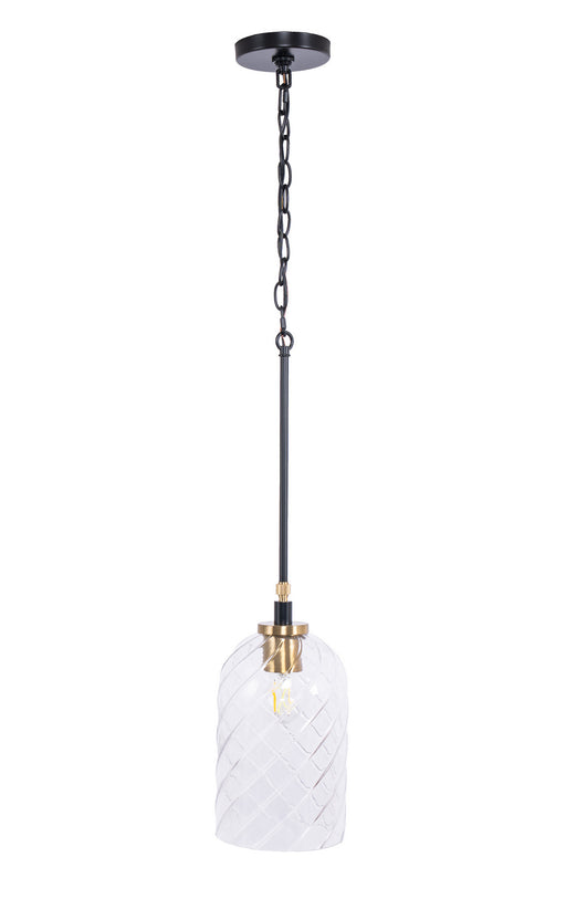 Craftmade - 60391-FBSB-C - One Light Pendant - Council - Flat Black/Satin Brass