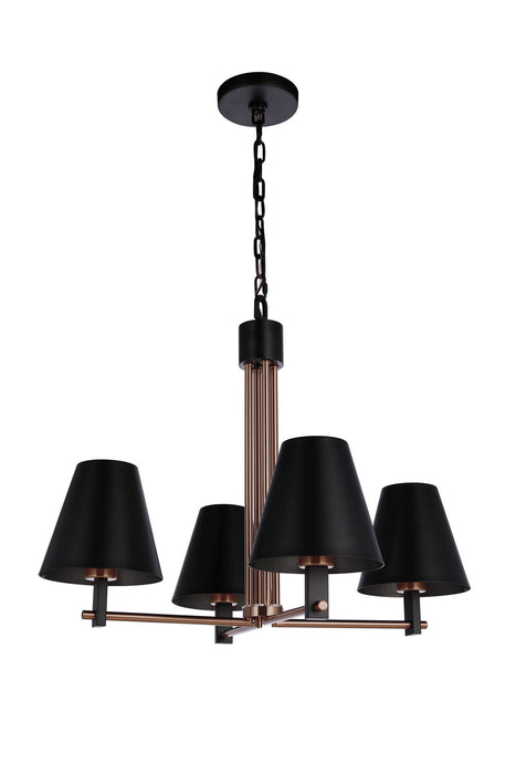 Craftmade - 60924-FBSB - Four Light Chandelier - Blake - Flat Black/Satin Brass