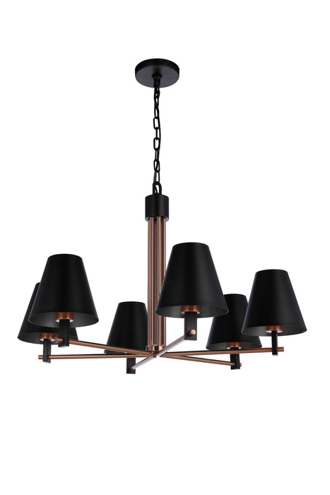 Craftmade - 60926-FBSB - Six Light Chandelier - Blake - Flat Black/Satin Brass
