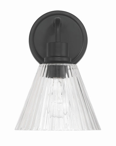 Pleated One Light Wall Sconce Flat Black