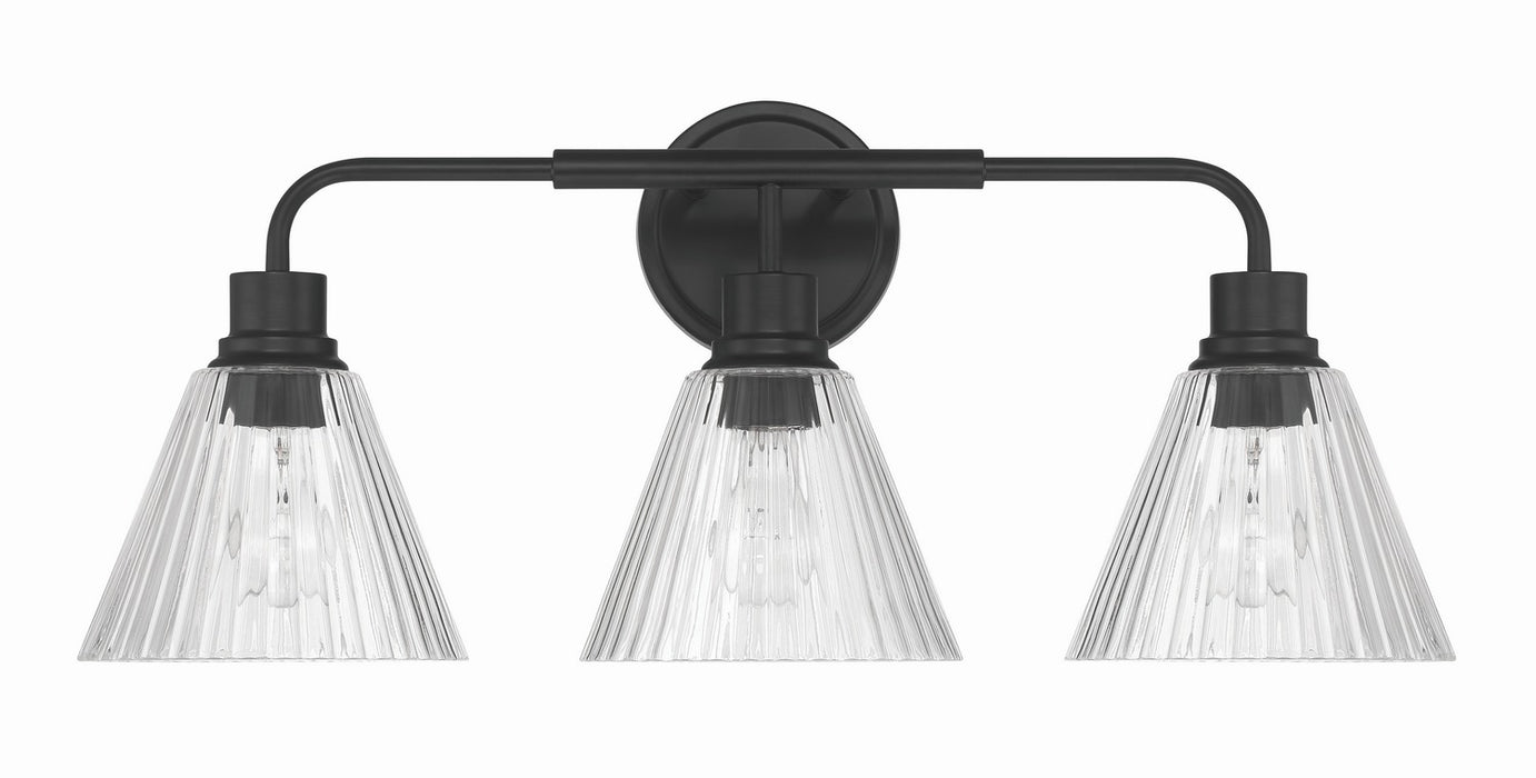 Craftmade - 61103-FB - Three Light Vanity - Pleated - Flat Black
