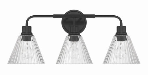 Pleated Three Light Vanity Flat Black