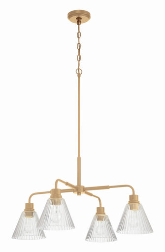 Pleated Four Light Chandelier Premium Bronze