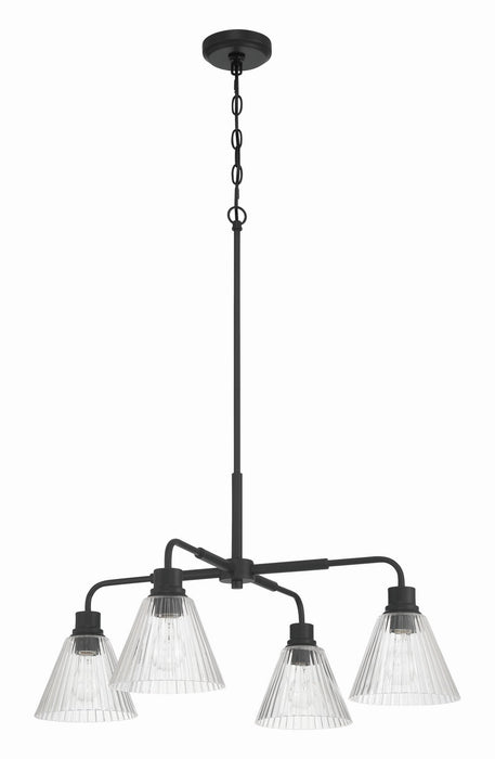 Craftmade - 61124-FB - Four Light Chandelier - Pleated - Flat Black
