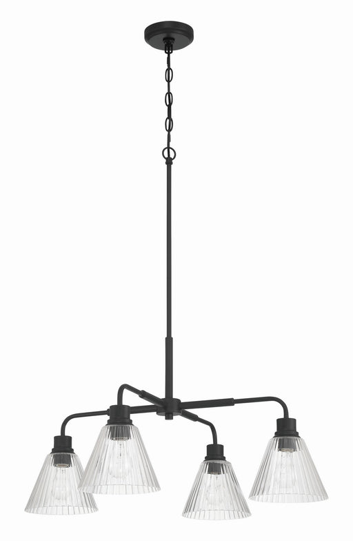 Craftmade - 61124-FB - Four Light Chandelier - Pleated - Flat Black