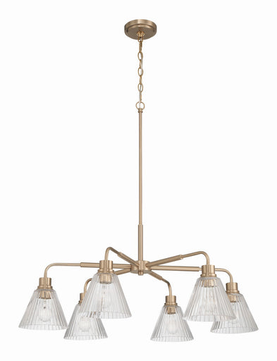 Pleated Six Light Chandelier Premium Bronze