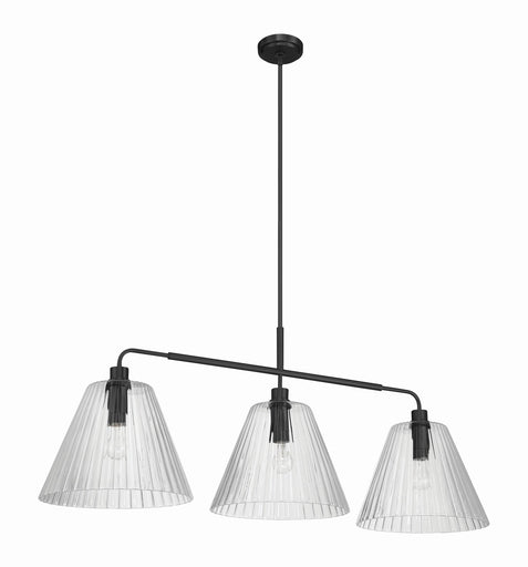 Pleated Three Light Vanity Flat Black