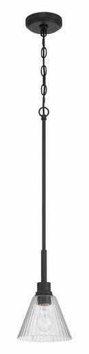 Pleated One Light Mini Pendant Flat Black