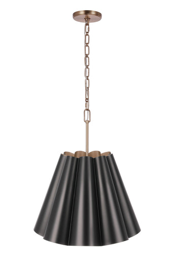 Poppie Three Light Pendant Flat Black/Satin Brass