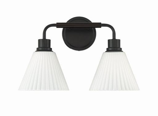 Craftmade - 62302-FB - Two Light Vanity - Pleated II - Flat Black