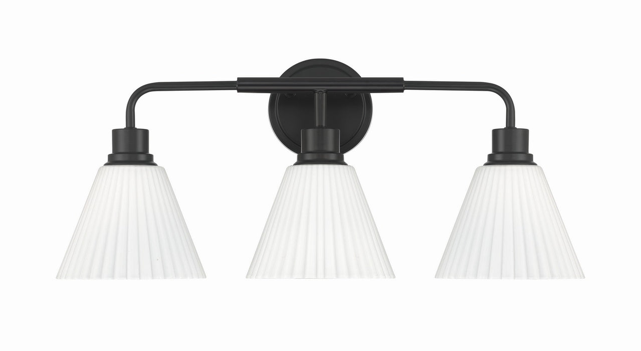 Craftmade - 62303-FB - Three Light Vanity - Pleated II - Flat Black