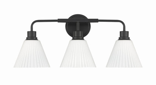 Pleated II Three Light Vanity Flat Black