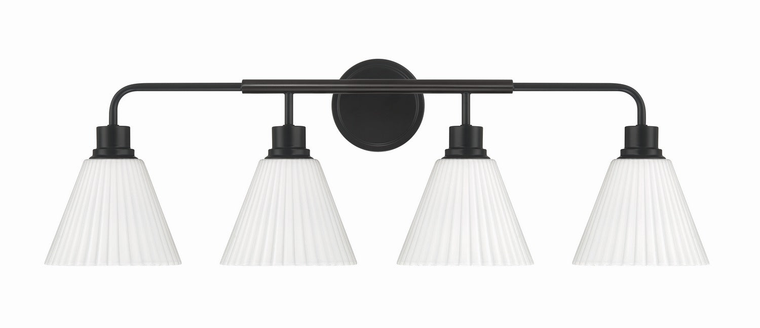 Craftmade - 62304-FB - Four Light Vanity - Pleated II - Flat Black