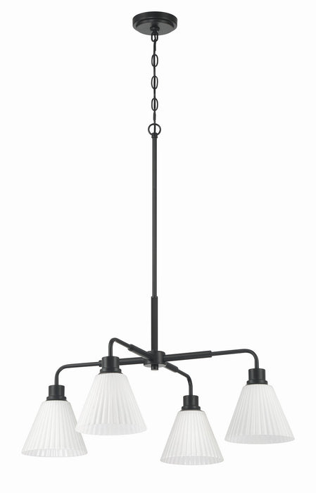 Craftmade - 62324-FB - Four Light Chandelier - Pleated II - Flat Black