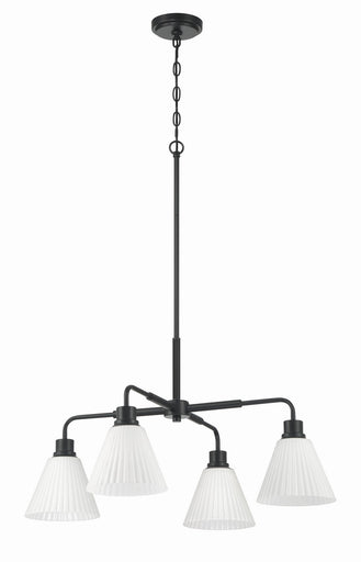 Pleated II Four Light Chandelier Flat Black