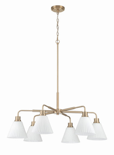Pleated II Six Light Chandelier Premium Bronze
